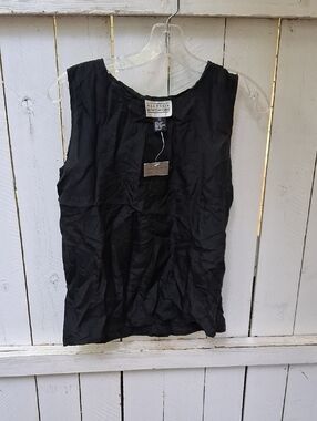 Allyson Whitmore Black Silk Sleeveless Shell Top